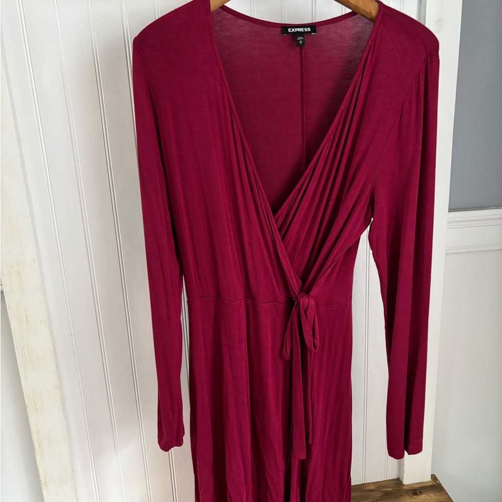 Burgundy Long Sleeve Dress express